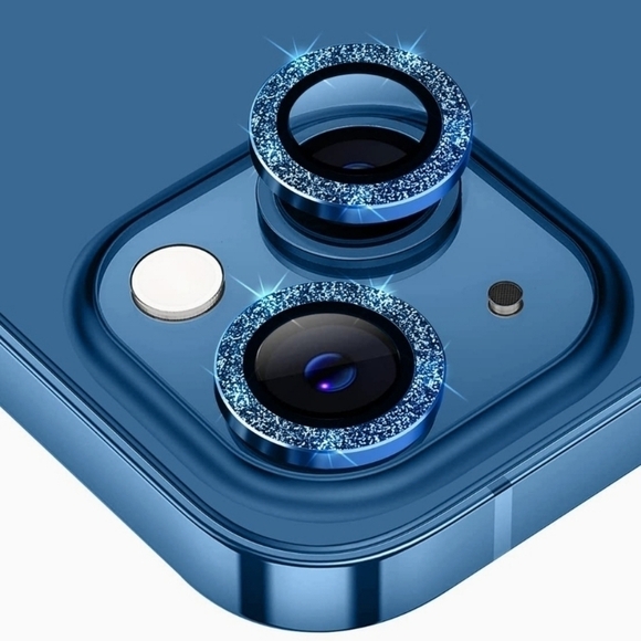Camera lens tempered glass protector Glitter Blue for iPhone 13, Iphone 13 Mini - Picture 1 of 6